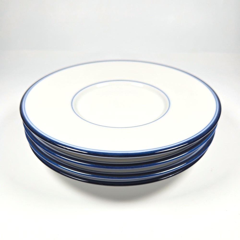 Dansk Concerto Allegro TL Set of 4 Saucers Plates 6.25" White Blue Band Japan